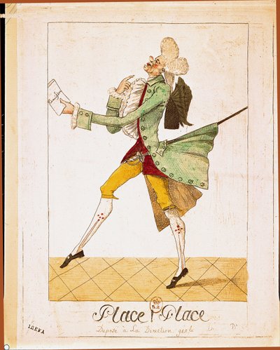 &39;مكان! المكان! "، كاريكاتير المهاجرين العائدين ، 1815 (نقش ملون) بواسطة المدرسة الفرنسية